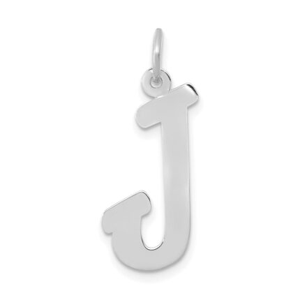 14k White Gold Small Script Letter J Initial Charm