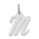 14k White Gold Small Script Letter M Initial Charm