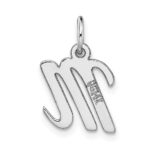 14k White Gold Small Script Letter M Initial Charm - Image 4