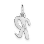 14k White Gold Small Script Letter R Initial Charm - Image 4
