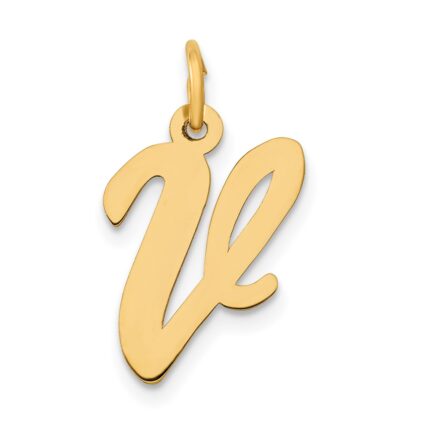 14k Medium Script Letter V Initial Charm