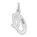 14k White Gold Medium Script Letter O Initial Charm - Image 4