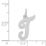 14k White Gold Medium Script Letter T Initial Charm - Image 3