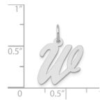 14k White Gold Medium Script Letter W Initial Charm - Image 3