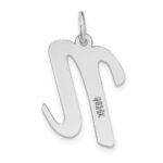 14k White Gold Large Script Letter N Initial Charm - Image 4