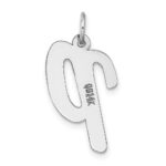 14k White Gold Large Script Letter P Initial Charm - Image 4