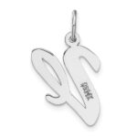14k White Gold Large Script Letter V Initial Charm - Image 4