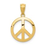 14k Polished Peace Sign Circle Pendant
