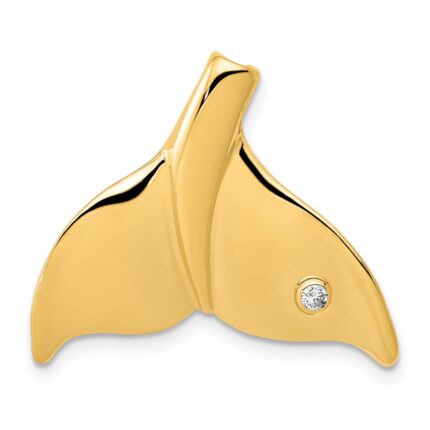 14K Diamond Whale Tail Chain Slide