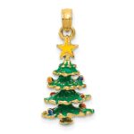 14k 3-D Enameled Christmas Tree Pendant