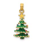 14k 3-D Enameled Christmas Tree Pendant - Image 3
