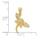 14k Satin Diamond-cut Dragonfly Pendant - Image 4