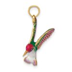 14k Enameled 3-D Hummingbird Pendant - Image 2