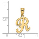 14KY Script Letter R Initial Pendant - Image 3