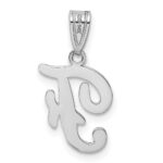 14KW White Gold Script Letter F Initial Pendant - Image 3