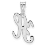 14KW White Gold Script Letter H Initial Pendant - Image 3