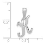14KW White Gold Script Letter K Initial Pendant - Image 4