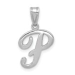 14KW White Gold Script Letter P Initial Pendant