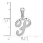 14KW White Gold Script Letter P Initial Pendant - Image 4