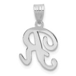 14KW White Gold Script Letter R Initial Pendant - Image 3
