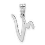 14KW White Gold Script Letter V Initial Pendant - Image 3
